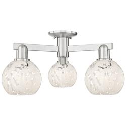 Arcadia White Mouchette 24"W 3 Light Brushed Nickel Semi.Flush Mount