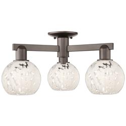Arcadia White Mouchette 24"W 3 Light Oil Rubbed Bronze Semi-Flush