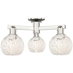 Arcadia White Mouchette 24"W 3 Light Polished Nickel Semi.Flush Mount