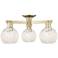 Arcadia White Mouchette 24" Wide 3 Light Antique Brass Semi-Flush