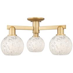 Arcadia White Mouchette 24" Wide 3 Light Brushed Brass Semi-Flush