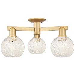 Arcadia White Mouchette 24" Wide 3 Light Matte Black Semi.Flush Mount