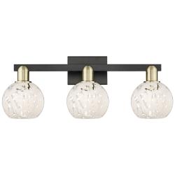 Arcadia White Mouchette 25"W 3 Light Black Antique Brass Vanity Light