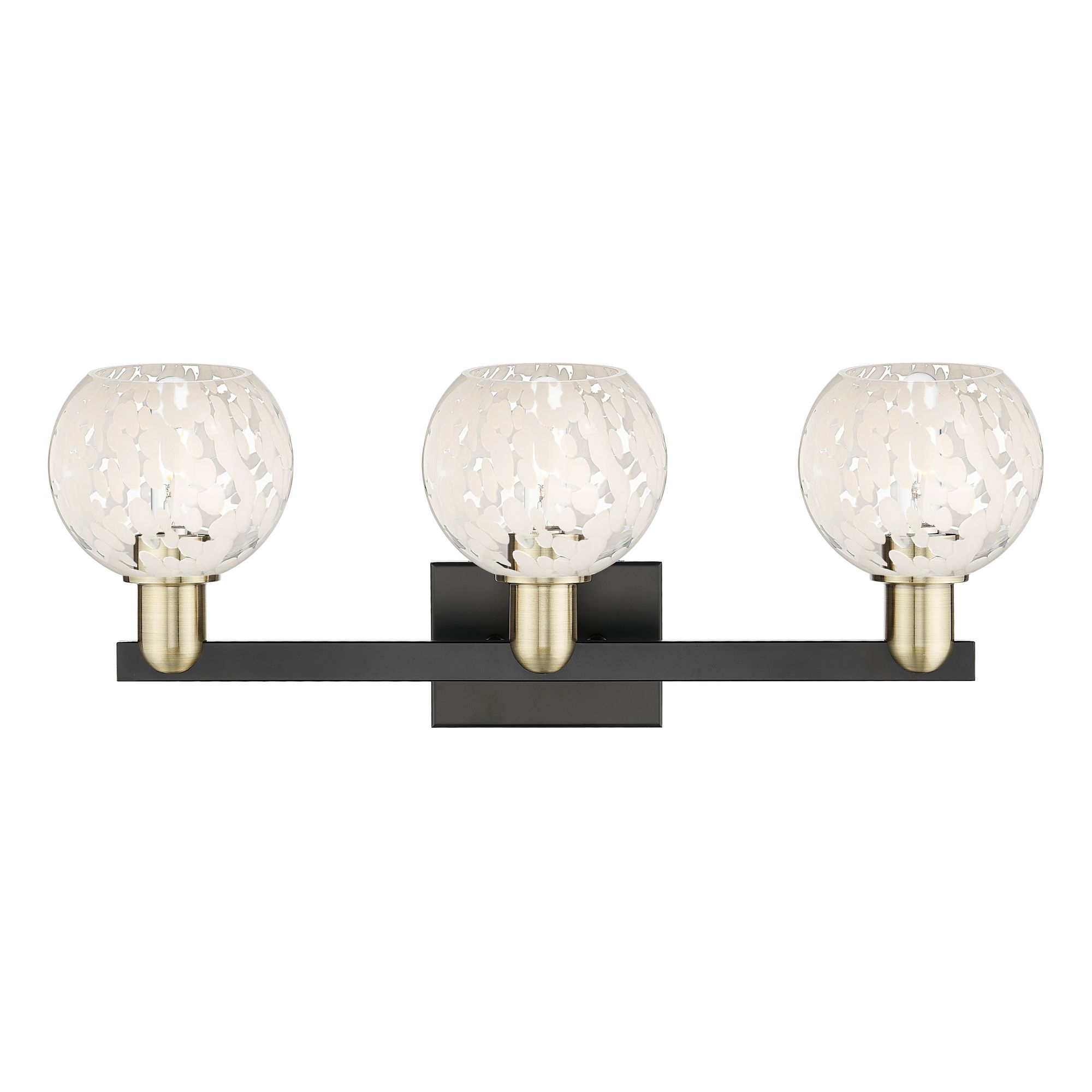 Image 2 Arcadia White Mouchette 25"W 3 Light Black Antique Brass Vanity Light more views