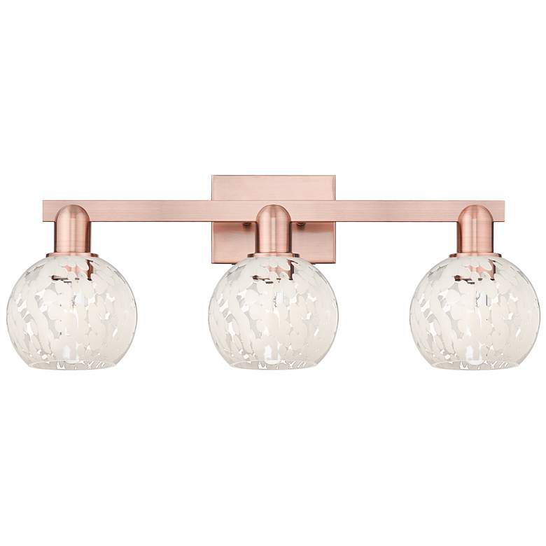 Image 1 Arcadia White Mouchette 25" Wide 3 Light Antique Copper Vanity Light