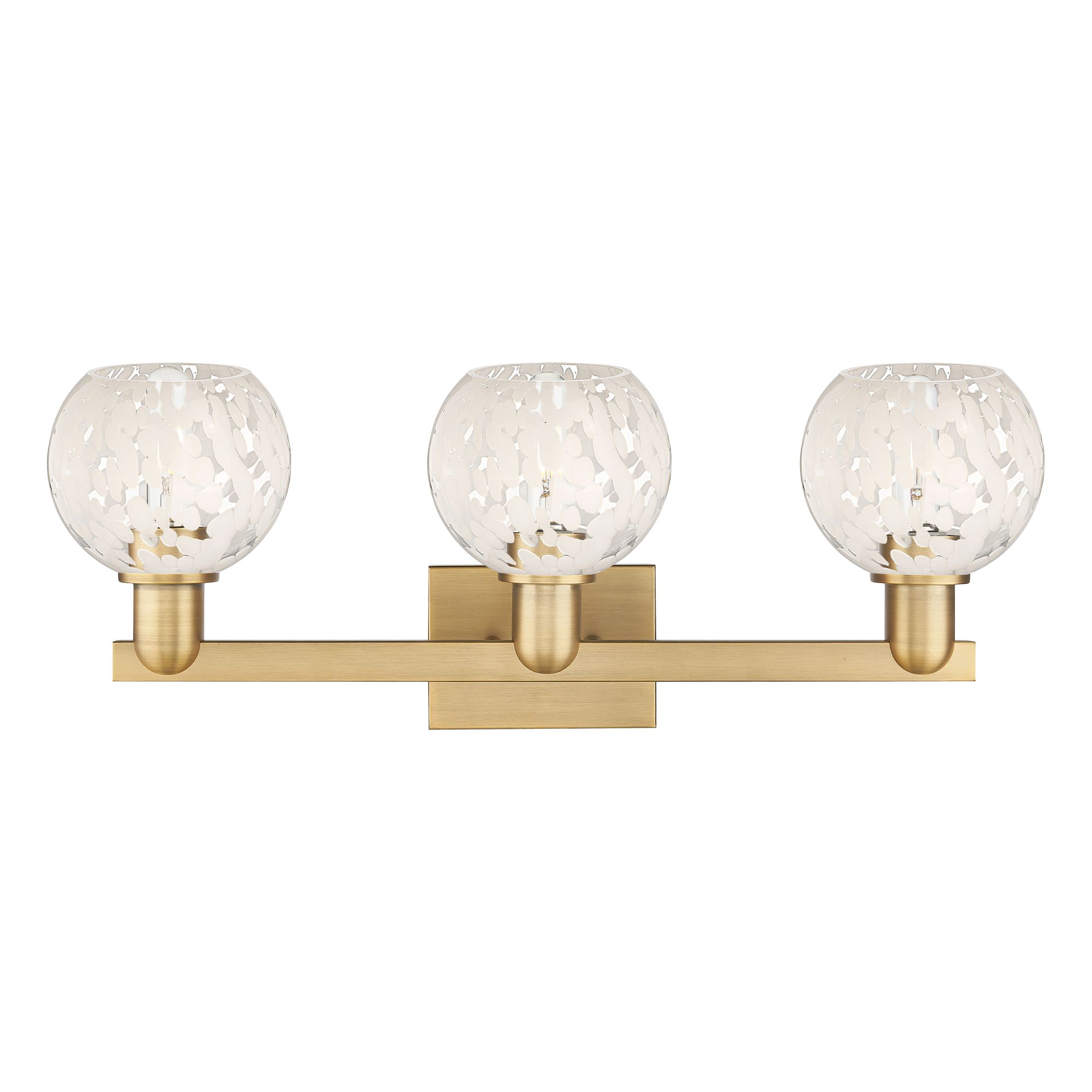Image 2 Arcadia White Mouchette 25" Wide 3 Light Brushed Brass Vanity Light more views