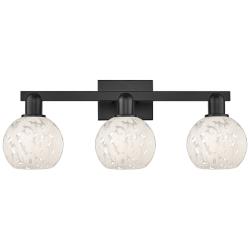 Arcadia White Mouchette 25" Wide 3 Light Matte Black Bath Light With