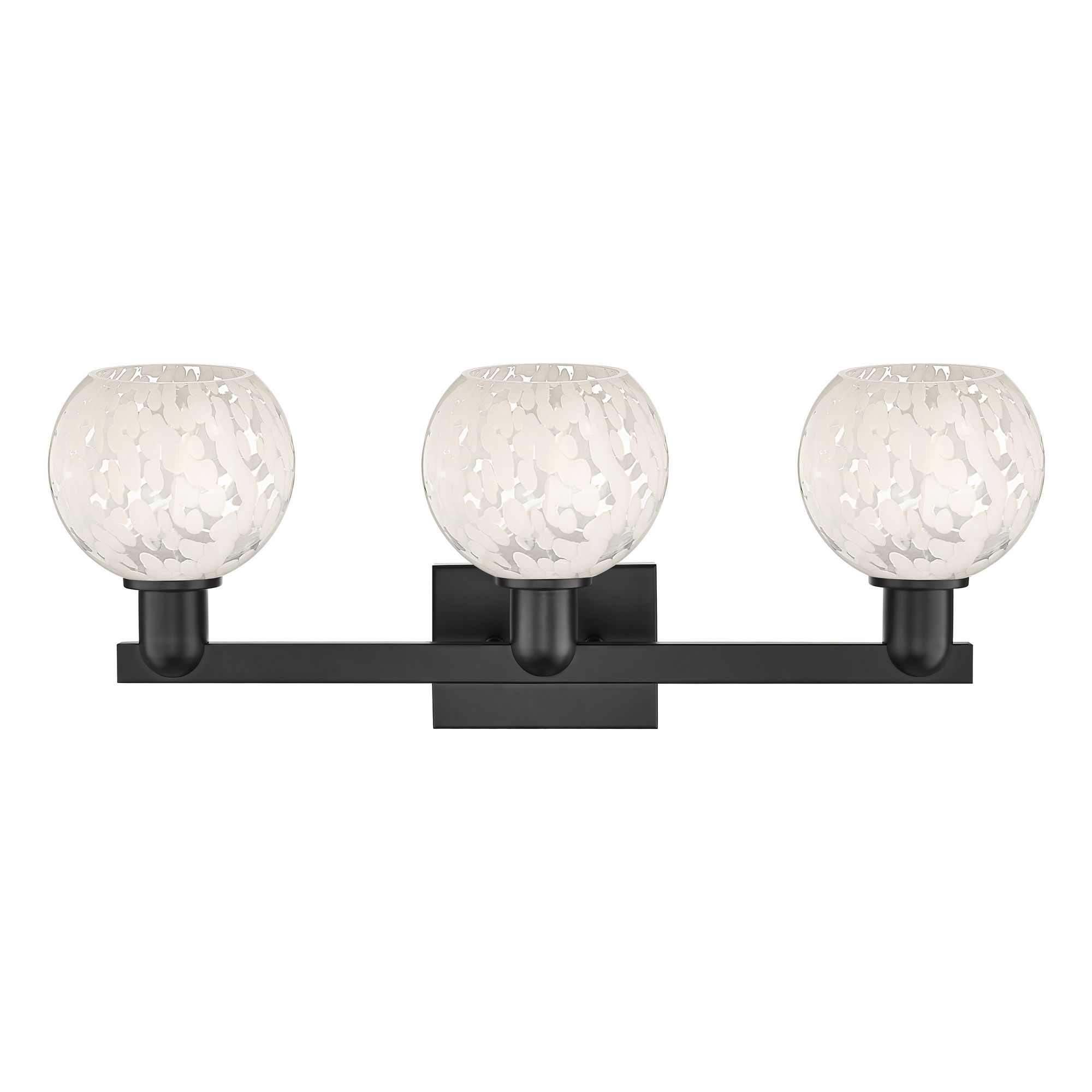 Image 2 Arcadia White Mouchette 25" Wide 3 Light Matte Black Bath Light With more views