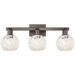 Arcadia White Mouchette 25" Wide 3 Light Oil Rubbed Bronze Bath Light
