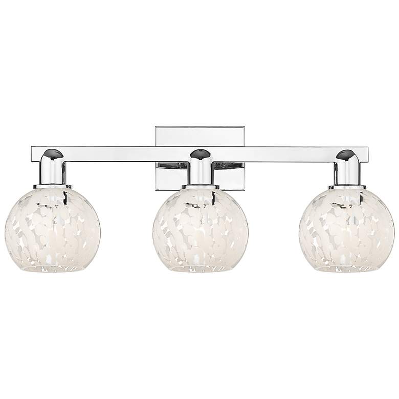 Image 1 Arcadia White Mouchette 25" Wide 3 Light Polished Chrome Vanity Light