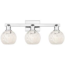 Arcadia White Mouchette 25" Wide 3 Light Polished Chrome Vanity Light
