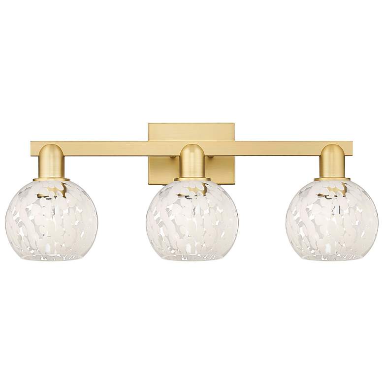 Image 1 Arcadia White Mouchette 25" Wide 3 Light Satin Gold Vanity Light With