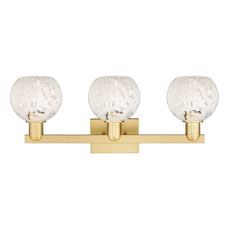 Image 2 Arcadia White Mouchette 25" Wide 3 Light Satin Gold Vanity Light With more views