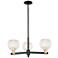 Arcadia White Mouchette 28"W 3 Light Black Brass Stem Hung Chandelier