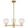 Arcadia White Mouchette 28"W 3 Light Brushed Brass Stem Chandelier