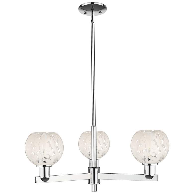 Image 1 Arcadia White Mouchette 28"W 3 Light Chrome Stem Hung Chandelier