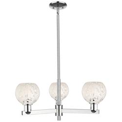 Arcadia White Mouchette 28"W 3 Light Chrome Stem Hung Chandelier