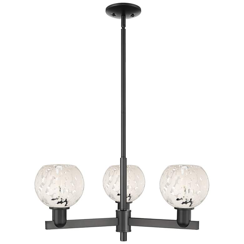 Image 1 Arcadia White Mouchette 28"W 3 Light Matte Black Stem Hung Chandelier