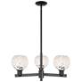 Arcadia White Mouchette 28"W 3 Light Matte Black Stem Hung Chandelier