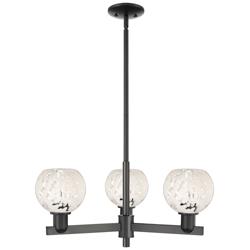Arcadia White Mouchette 28"W 3 Light Matte Black Stem Hung Chandelier