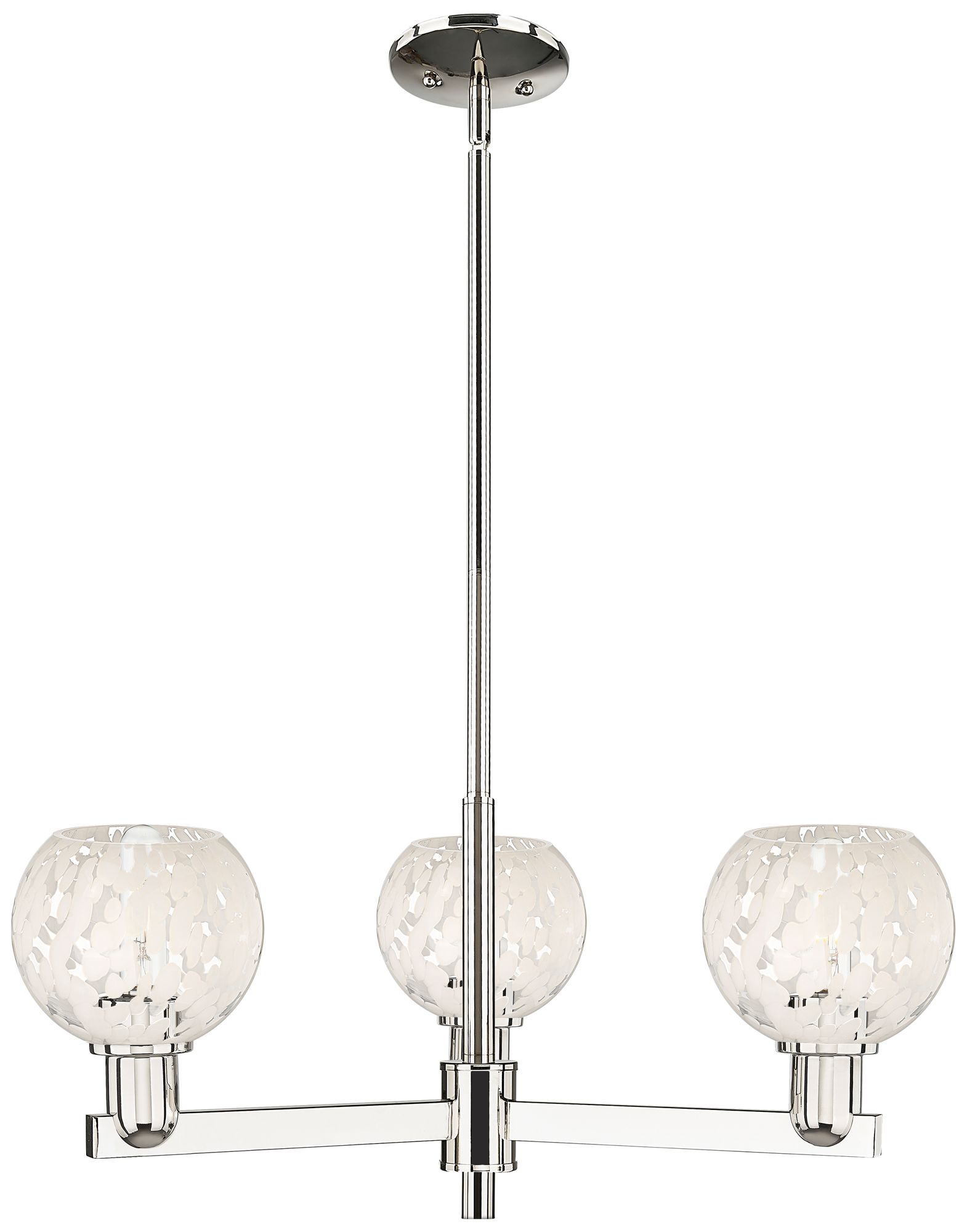 Arcadia White Mouchette 28"W 3 Light Polished Nickel Stem Chandelier