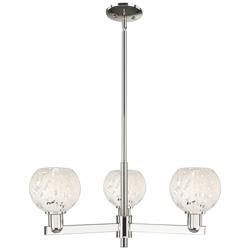 Arcadia White Mouchette 28"W 3 Light Polished Nickel Stem Chandelier