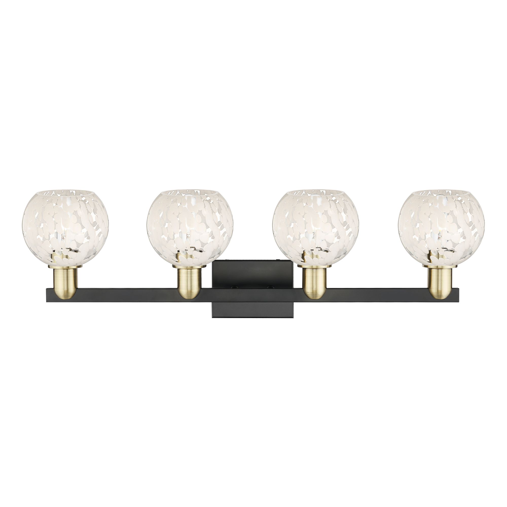 Image 2 Arcadia White Mouchette 33"W 4 Light Black Antique Brass Vanity Light more views
