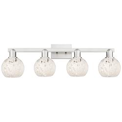 Arcadia White Mouchette 33"W 4 Light Brushed Satin Nickel Vanity Light
