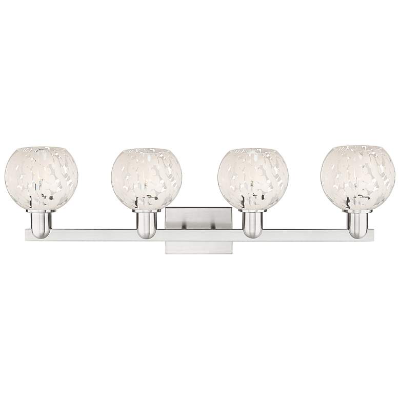 Image 2 Arcadia White Mouchette 33"W 4 Light Brushed Satin Nickel Vanity Light more views