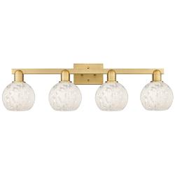 Arcadia White Mouchette 33" Wide 4 Light Brushed Brass Vanity Light