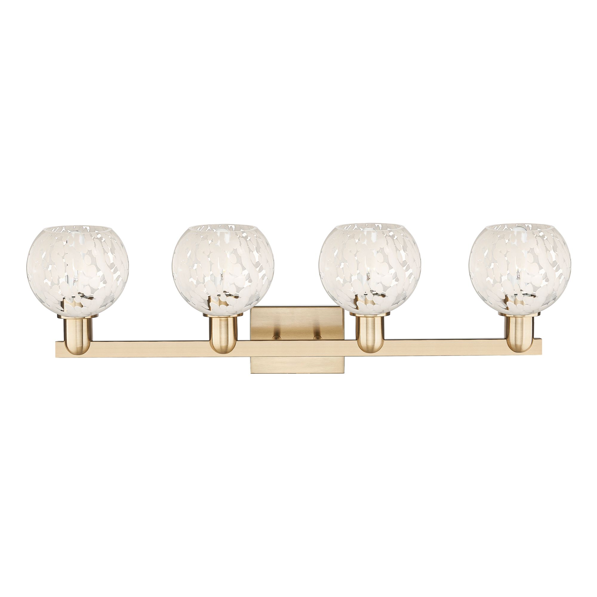 Image 2 Arcadia White Mouchette 33" Wide 4 Light Champagne Bronze Vanity Light more views