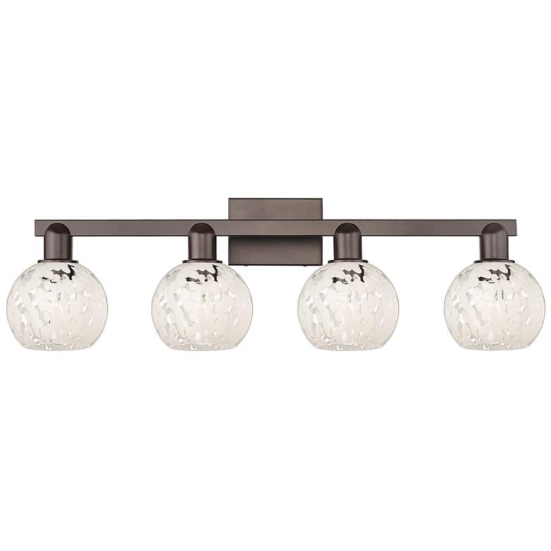 Image 1 Arcadia White Mouchette 33" Wide 4 Light Oil Rubbed Bronze Bath Light