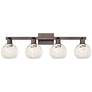 1_Arcadia White Mouchette 33" Wide 4 Light Oil Rubbed Bronze Bath Light