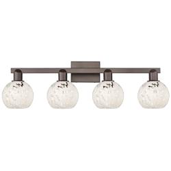 Arcadia White Mouchette 33" Wide 4 Light Oil Rubbed Bronze Bath Light