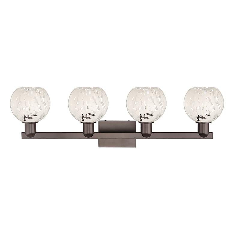 Image 2 Arcadia White Mouchette 33" Wide 4 Light Oil Rubbed Bronze Bath Light more views