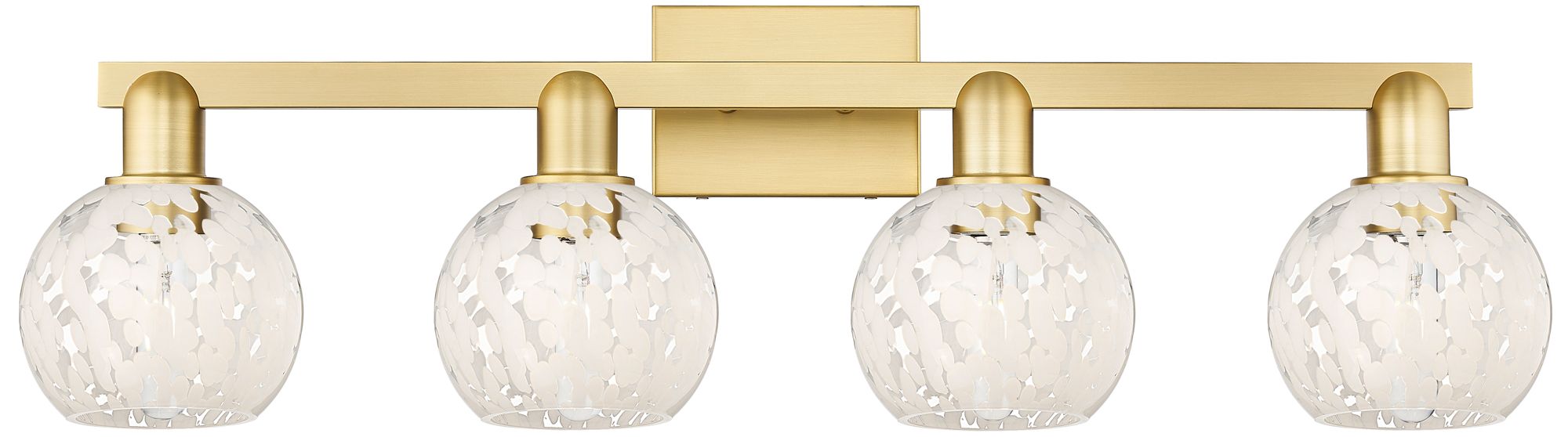 Arcadia White Mouchette 33" Wide 4 Light Satin Gold Vanity Light With