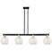 Arcadia White Mouchette 51"W 4 Light Black Brass Stem Island Light