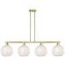 Arcadia White Mouchette 51"W 4 Light Brass Stem Hung Island Light