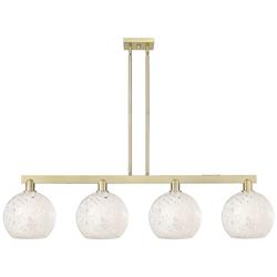Arcadia White Mouchette 51"W 4 Light Brass Stem Hung Island Light