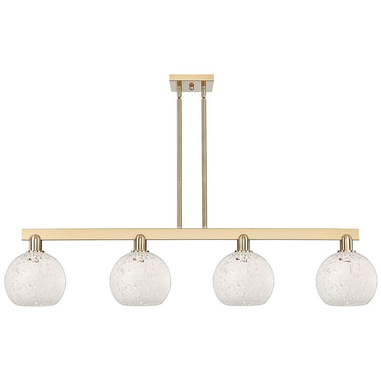 Image 1 Arcadia White Mouchette 51"W 4 Light Bronze Stem Island Light