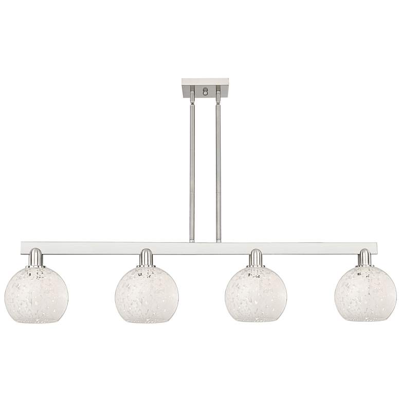 Image 1 Arcadia White Mouchette 51"W 4 Light Brushed Nickel Stem Island Light