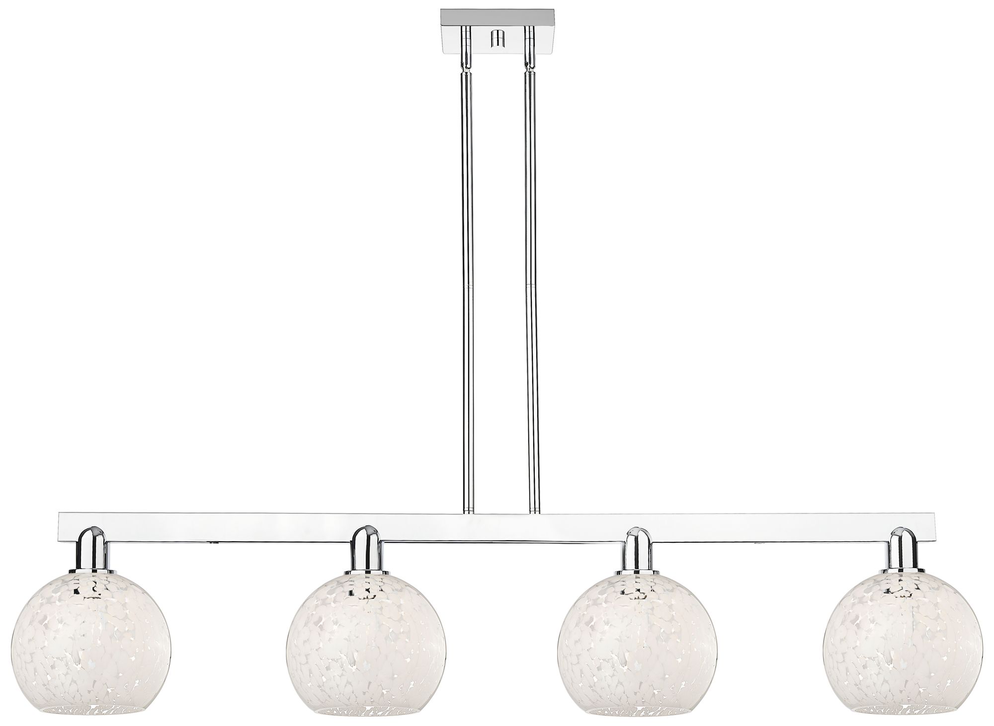 Arcadia White Mouchette 51"W 4 Light Chrome Stem Hung Island Light