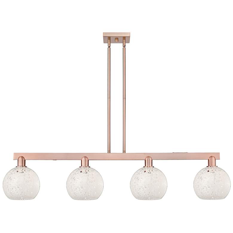 Image 1 Arcadia White Mouchette 51"W 4 Light Copper Stem Hung Island Light