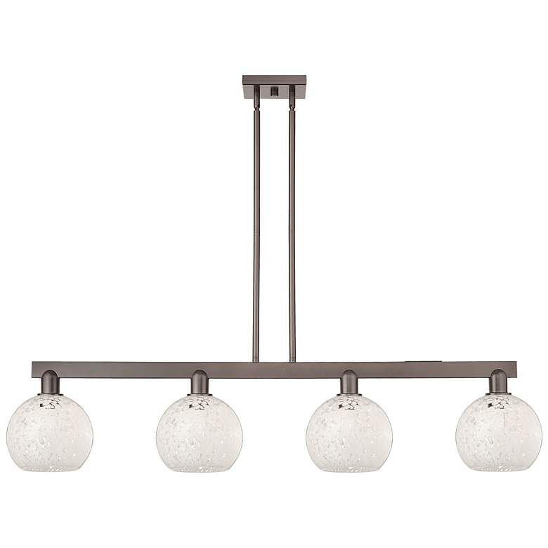 Image 1 Arcadia White Mouchette 51"W 4 Light Oiled Bronze Stem Island Light