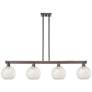 Arcadia White Mouchette 51"W 4 Light Oiled Bronze Stem Island Light