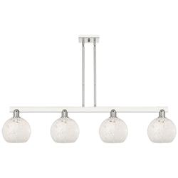 Arcadia White Mouchette 51"W 4 Light Polished Nickel Stem Island Light