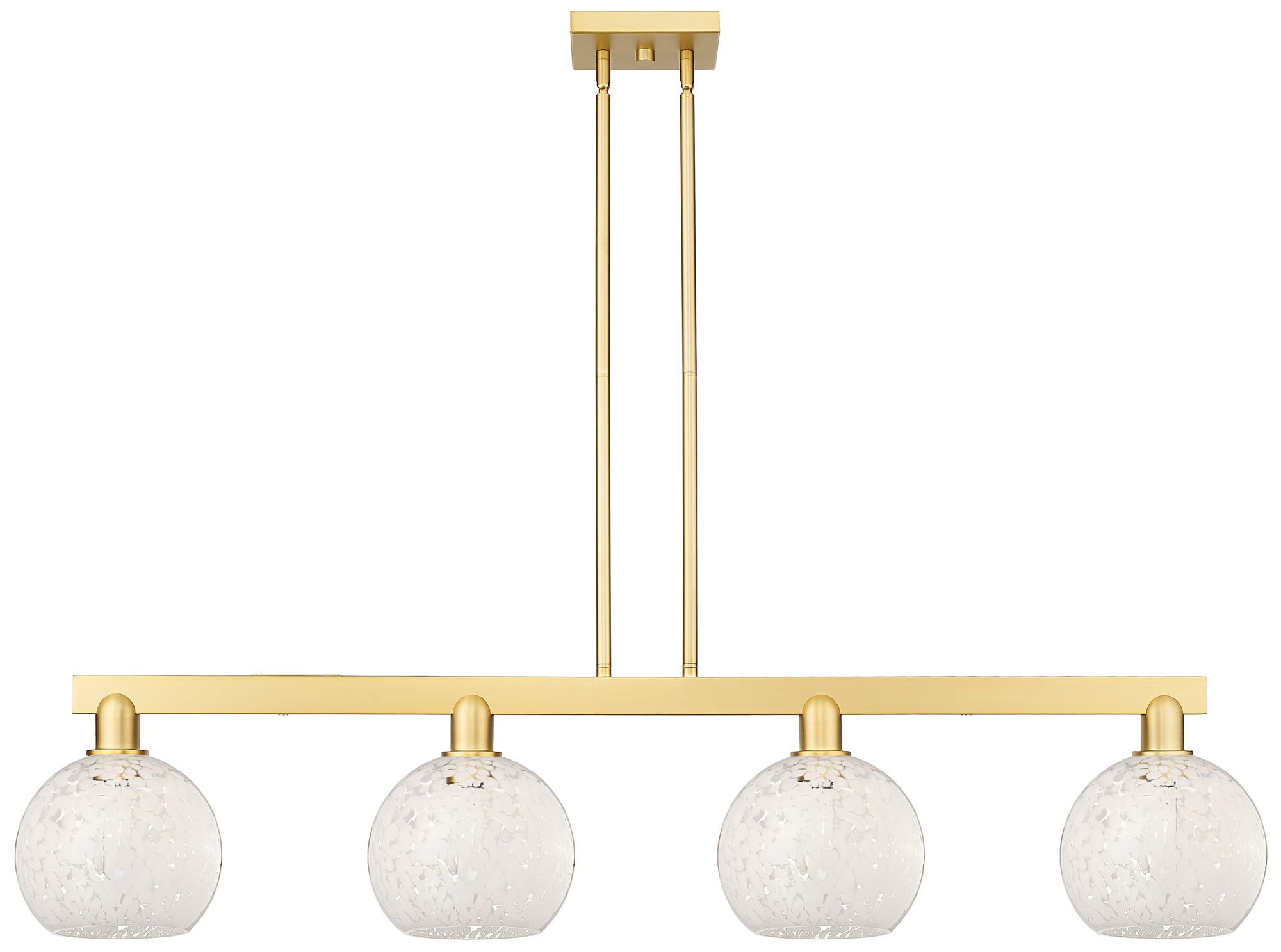 Arcadia White Mouchette 51"W 4 Light Satin Gold Stem Hung Island Light