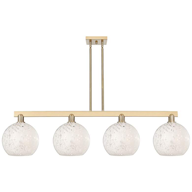 Image 1 Arcadia White Mouchette 53"W 4 Light Bronze Stem Island Light