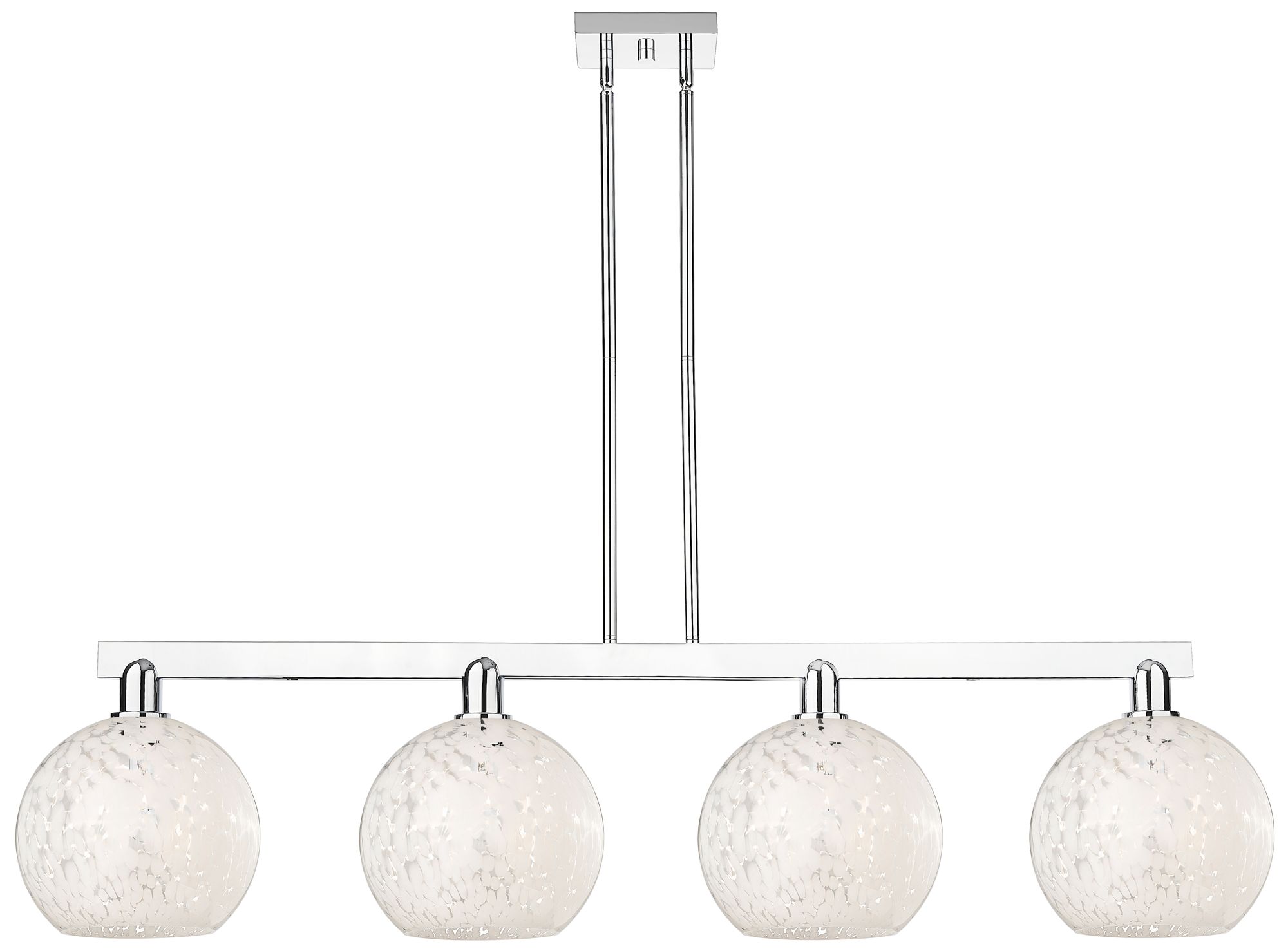 Arcadia White Mouchette 53"W 4 Light Chrome Stem Hung Island Light