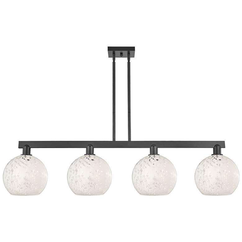 Image 1 Arcadia White Mouchette 53"W 4 Light Matte Black Stem Island Light